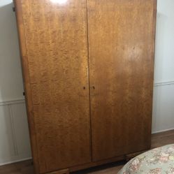 Antique Mid Century Birds Eye Maple Armoire furniture