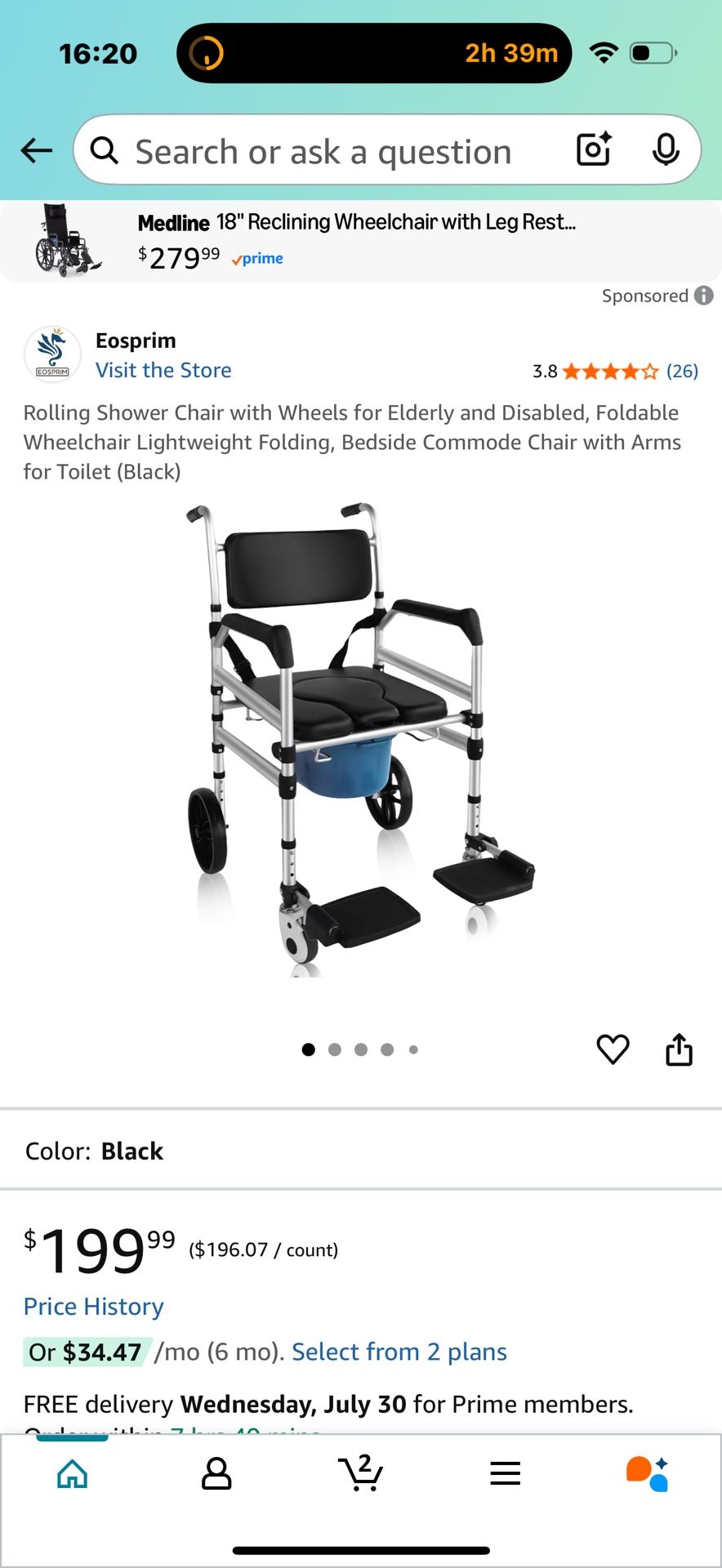Shower Chair And Bedside Commode With Wheels 