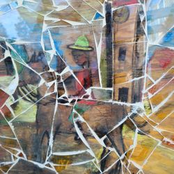 Vintage Mosaic 3D Watercolor Stained Glass Don Quixote Cork Mounted Painting