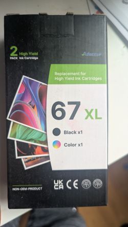 67XL ink cartridges compatible for HP Deskjet 2855e, 4255e, 2827e, 4227e, 2755e, 4155e Envy black color