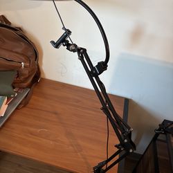 Desk lamp with phone holder