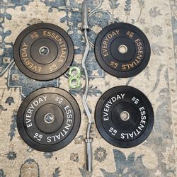 Curl Bar And Weights 