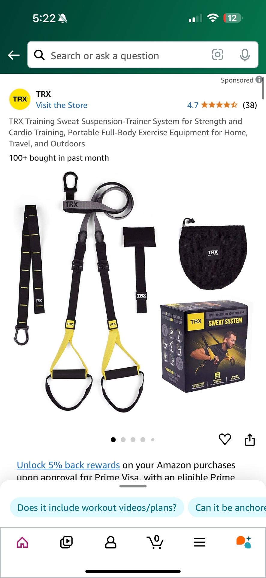 TRX Training Sweat Suspension Trainer System for Strength and Cardio  Training, Portable Full Body Exercise Equipment