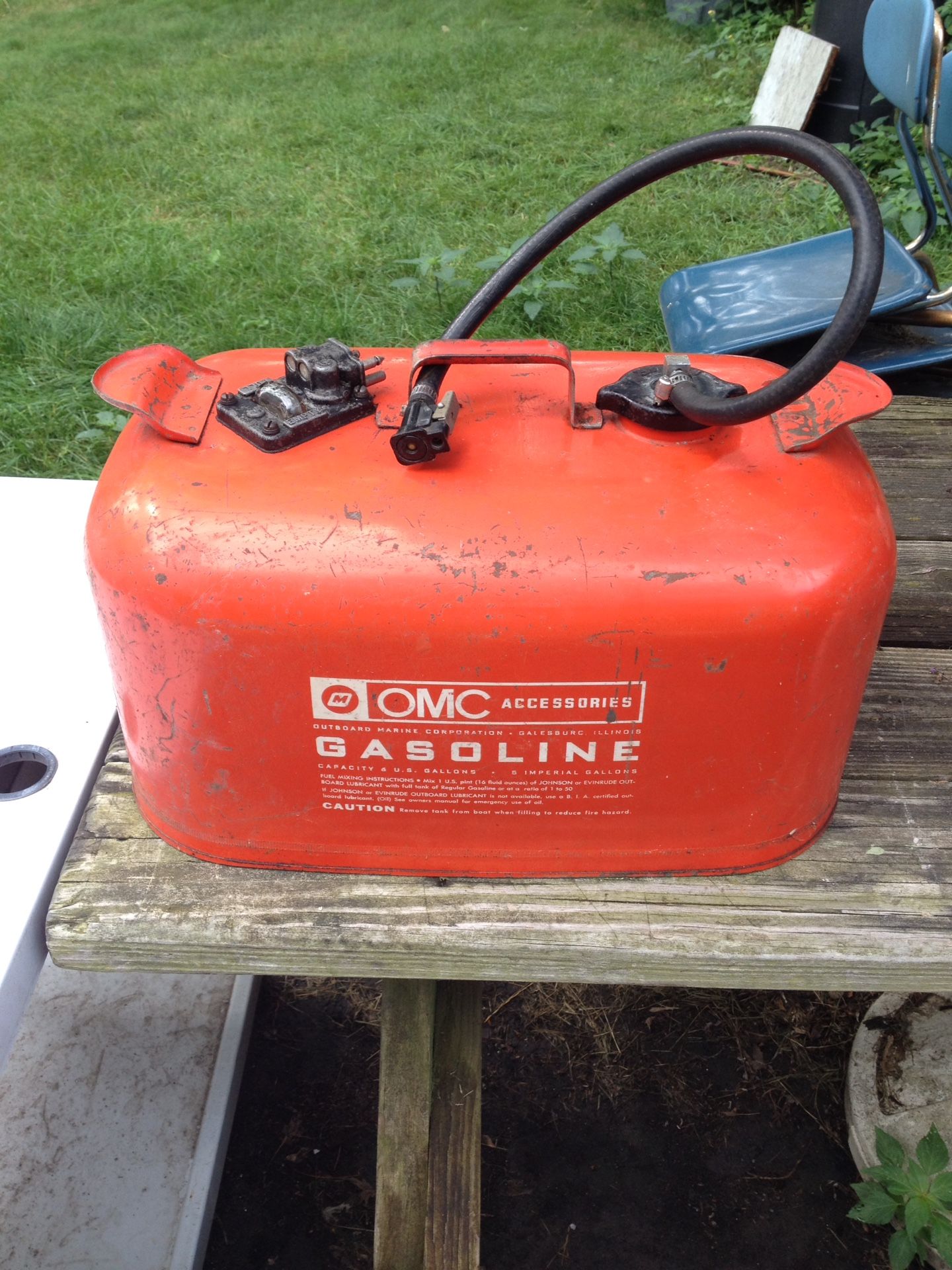 Vintage 6 gallon gas can for Outboard Boat Motor