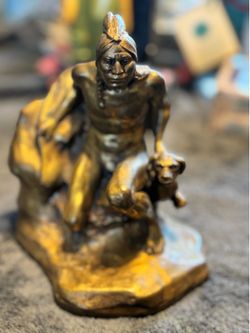 Antique  bronze Jennings brothers awaiting prey