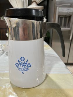 vintage CorningWare stove-top coffee percolator featuring the iconic Blue Cornflower https://offerup.co/faYXKzQFnY?$deeplink_path=/redirect/ is design