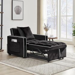 Three-in-One Folding Sofa Chair Bed with Adjustable Back - 33.85 x 35.43 x 31.10