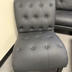 Home PU Leather Armless Accent Chair Button Tufted Slipper Chair Upholstered Side Chair for Living Room Dining Room Bedroom Funiture Brand new  $90