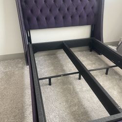 Queen Velvet Bed Frame – Kelly Clarkson – Aubergine – $375
