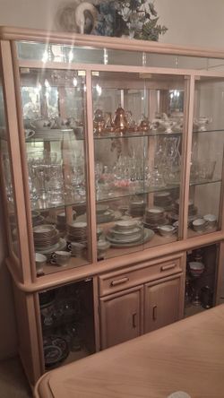 Brohill china , hutch and multiple different china sets vintage