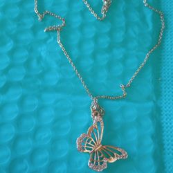 925 Sterling Silver Butterfly Necklace 18 Inches