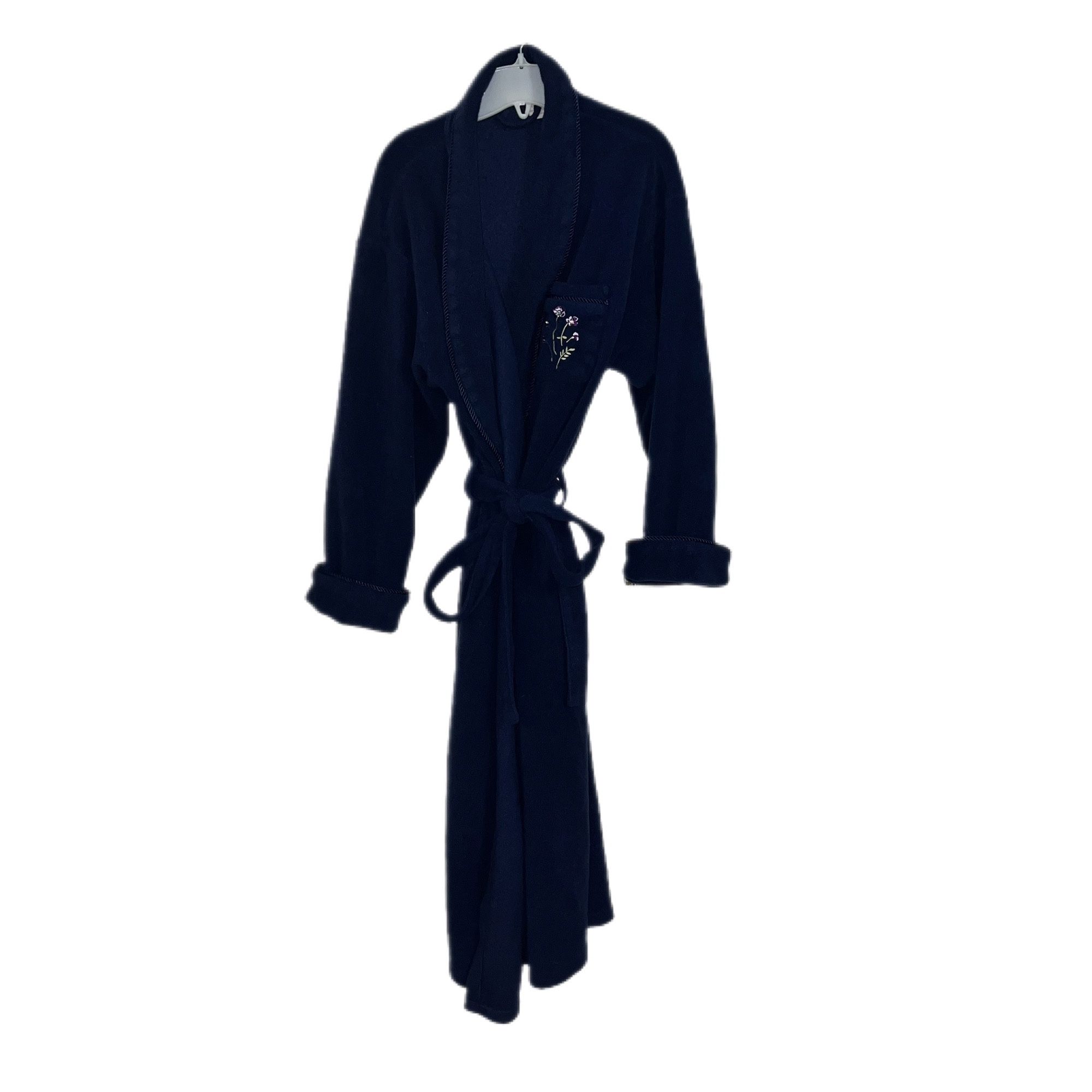 Vintage Cherokee Women’s Navy Blue Fleece Robe with Belt Closure Plus Size XXXL