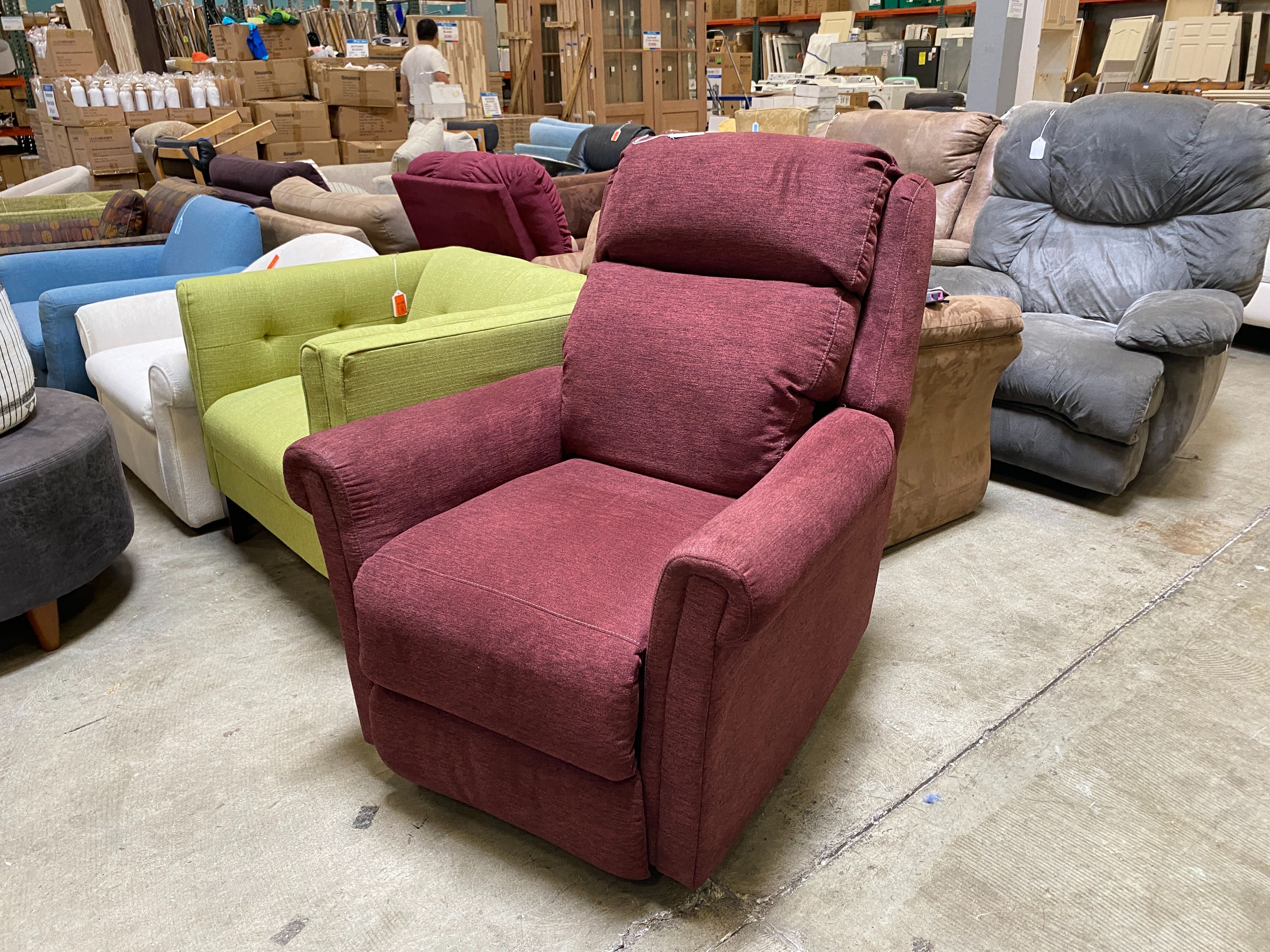 Burgundy Padded Massaging Recliner