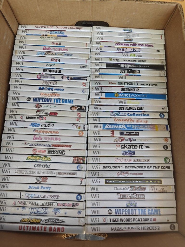 Whole Box of Nintendo Wii and Wii U Games
