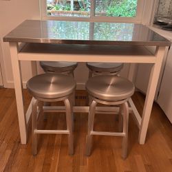 Kitchen Island With Stainless & Stools