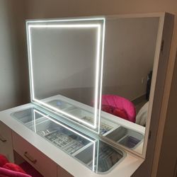 Glass Top Makeup Vanity 