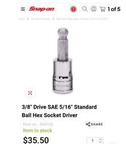 3/8" Drive SAE 5/16" Standard Ball Hex Socket Driver