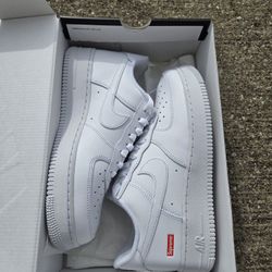 Brand New. White Supreme Air Forces. Sizes: 6, 6.5, 7, 8, 8.5, 9, 9.5, 10, 10.5, 11, 11.5, 12 (Pick Up Only)