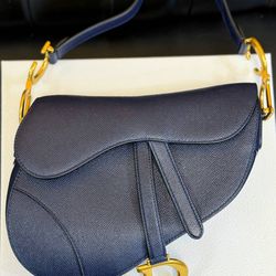 Christian Dior Saddle Bag Deep Ocean Blue Grained Calfskin