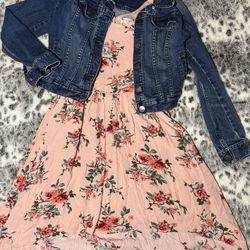 Girls Floral Dress Gap Jeans Jacket 8 Guc