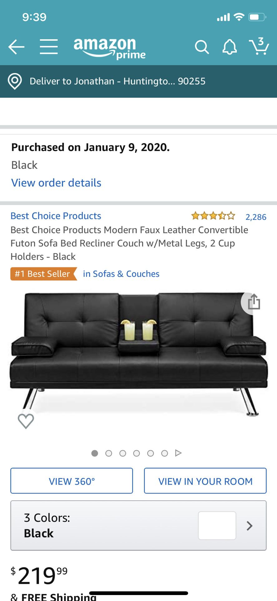 Modern faux leather convertible futon sofa