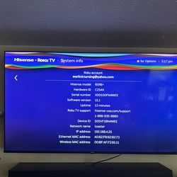 65 inch Hisense Roku Smart TV 4k
