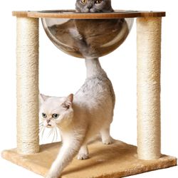 Cat Scratch Posts with Hammock, Cat Perches for Kitten Adult Cat Tree Climbing Tower Bedding Cat Bed Linen Safety Material 360 ° View Capacity 18 KG S