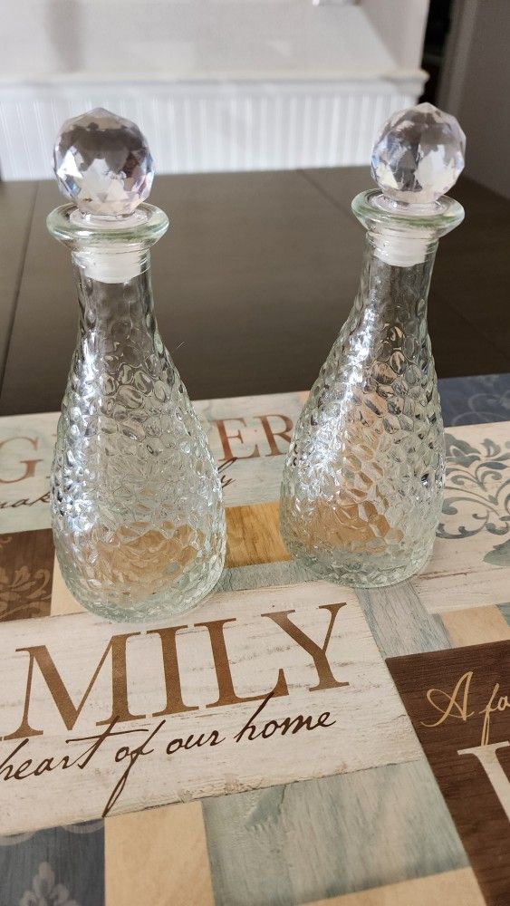 Vintage Glass Oil And Vinegar Bottles