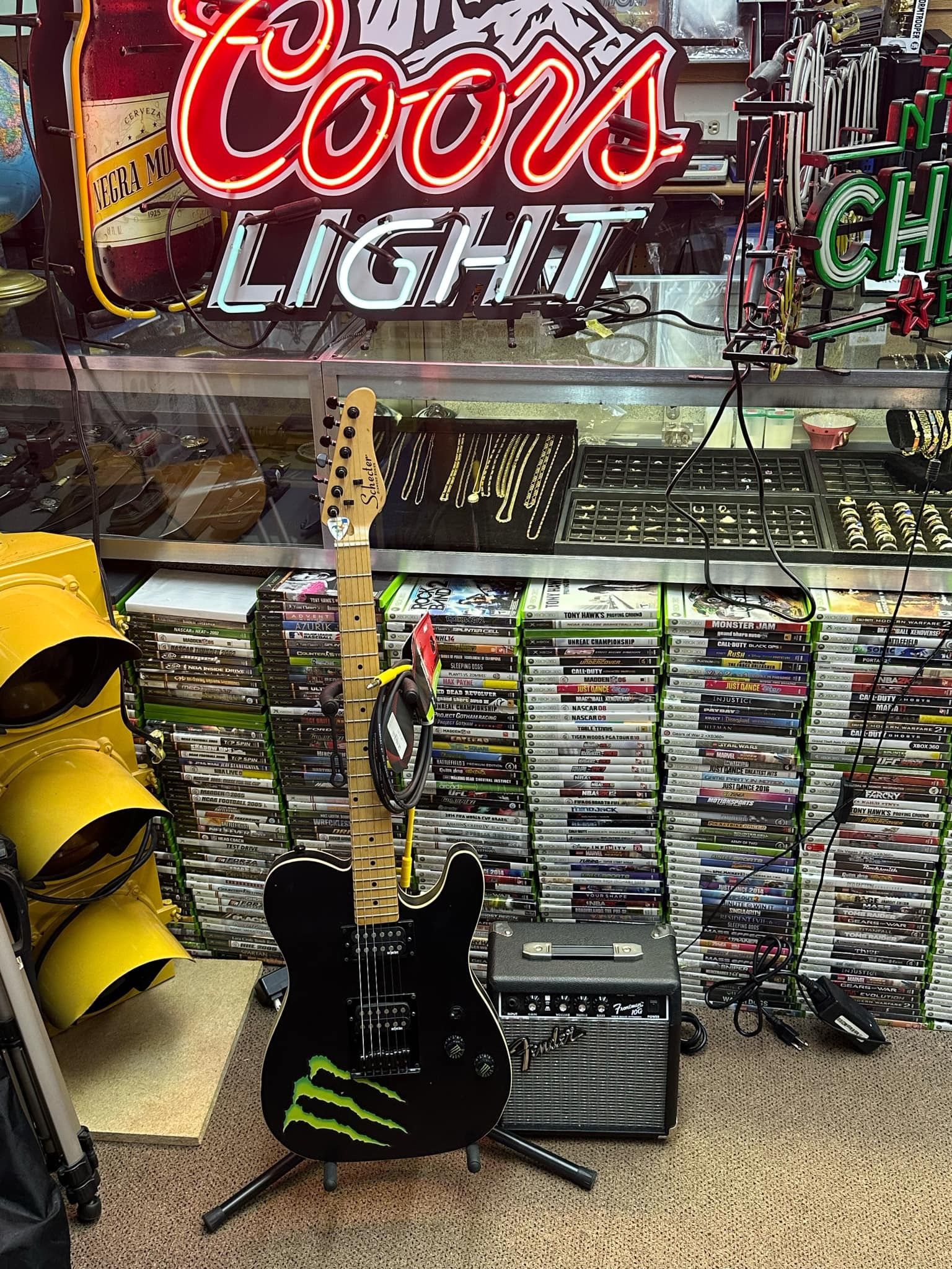 Schecter Monster series Guitar Fender Amp Bundle