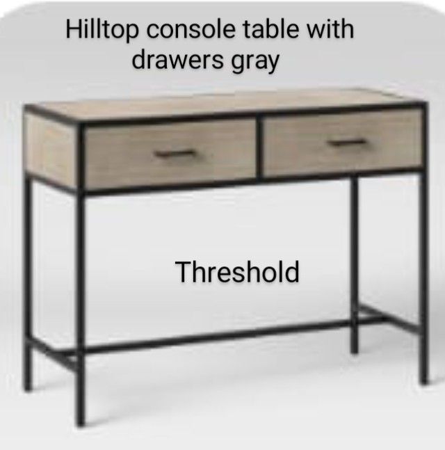 Brand New Threshold Hilltop Console Table With Drawers Gray Wash