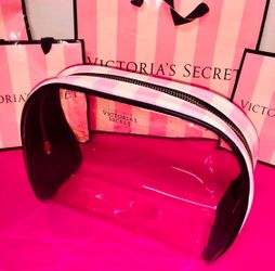 Victoria's Secret Clear Cosmetic Case Make Up Accessories Lotions Pink Black