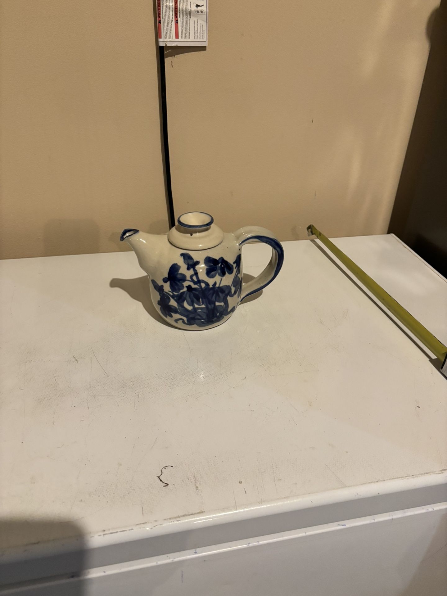 Vintage blue and white porcelain teapot
