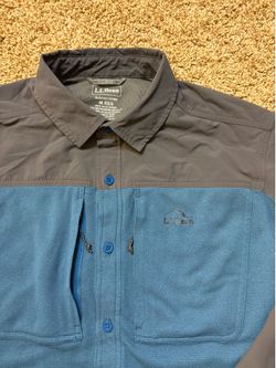 L.L.Bean Button Front Vented Jacket Lightweight Stretch Teal Mens Size Medium