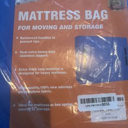 Mattress moving bags with 8 handles, extra-thick 170 GSM mattress bag for moving supplies, reusable mattress protector with zipper, Queen size, blue