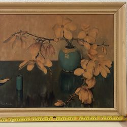 ANTIQUE FRANS OERDER PRINT 1940 MAGNOLIAS
