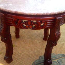 Vintage  Hand Carved Marble Tables ×2