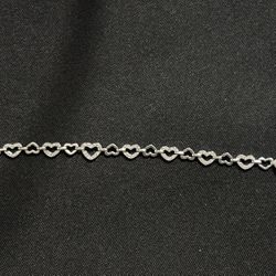 925 Sterling Silver Heart Tennis Bracelet – CZ Iced – 6.5
