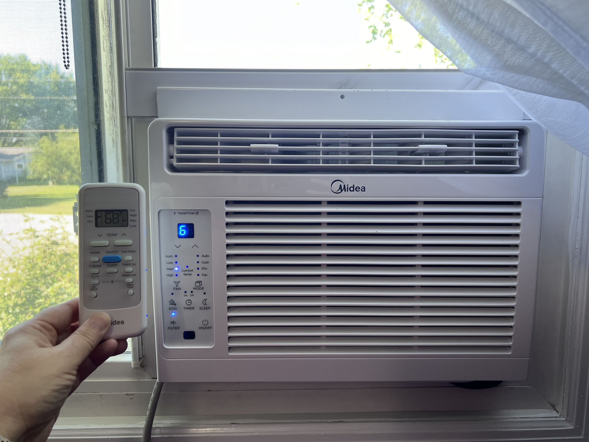 Midea 6,000 BTU 115V Window Air Conditioner with Comfort Sense Remote, up to 250 Sq. ft., White, MAW06R1WWT-T