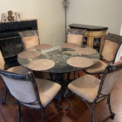 Dinning Table Set Glass Round