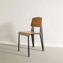Jean Prouvé inspired Métropole no. "305 / Standard Chair" in Metal & Plywood 1950s