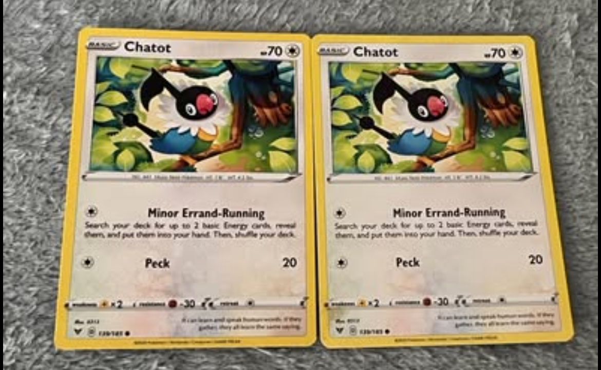 2x 139/185 Chatot - Vivid Voltage - Common Pokemon TCG Card