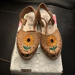 Girls Sunflower Mexican Sandal/ Huaraches Para Niñas