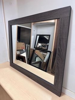 Rustic Gray Wood Plank Entryway / Living Room Mirror — 41” x 33”
