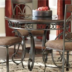 Round Glass Inset Dining Table And 4 Chairs 