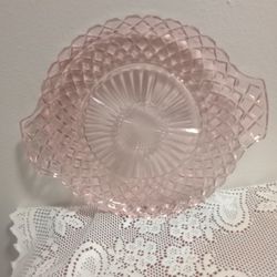 Anchor Hocking Waffle Cake Plate Depression Pink Glass