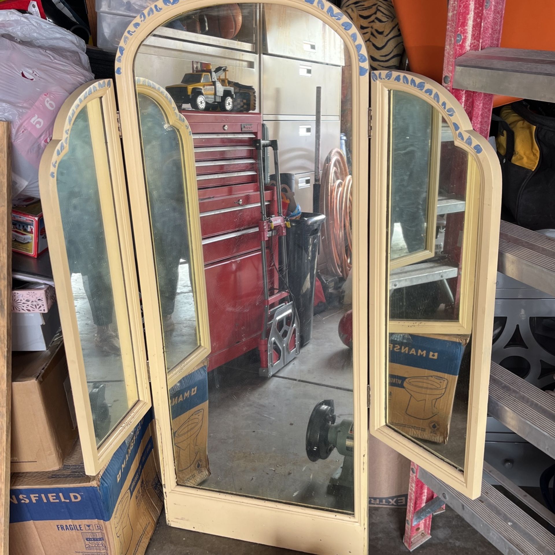 Antique Trifold Art Deco Vanity Mirror