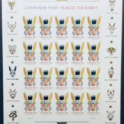 1000 Stamps 2023 LUNAR NEW YEAR OF THE RABBIT FOREVER STAMPS