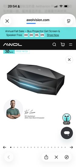 AWOL Vision Aetherion 4K Triple Laser Ultra Short Throw Projector