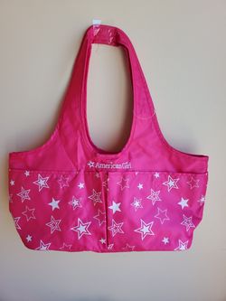 American Girl Pink with White Stars 2 doll carry tote/ bag