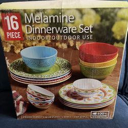 Melamine Indoor/Outdoor 16 Piece Dinnerware Set 